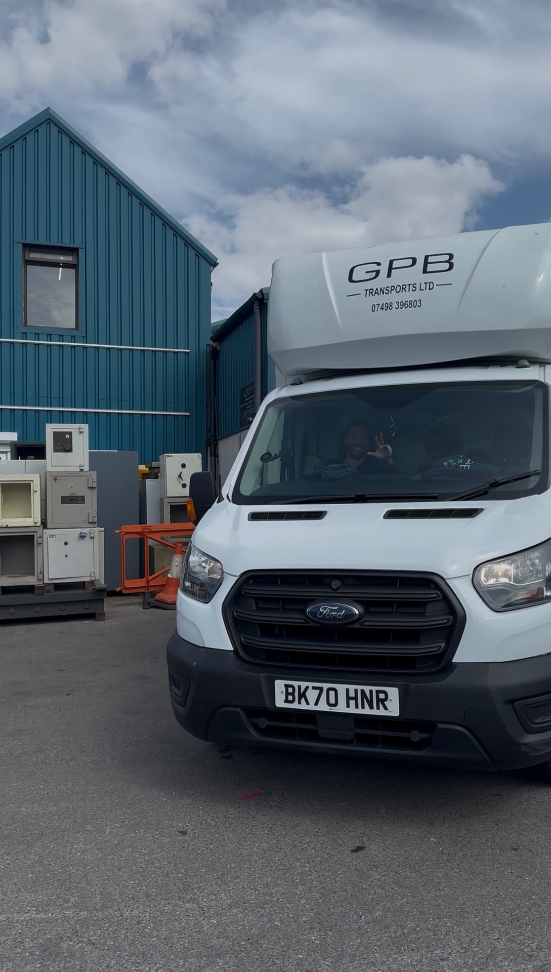 GPB Transports branded Luton van with driver